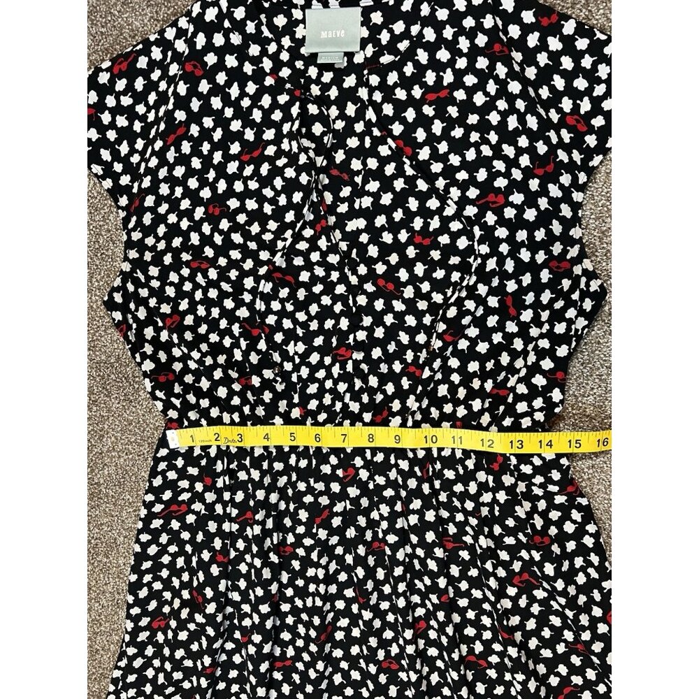 Anthropologie Maeve Odelia Black Floral Mini Dress Size Medium Sunglasses Pocket - Picture 6 of 15